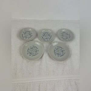5 - Harmony Small Ceramic Plates -  Small Blue Flowers design.  2 "4.5"", 3 "4""